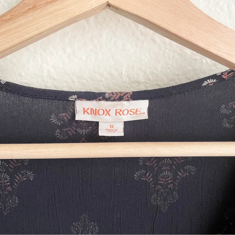 Knox Rose Women's Bishop 3/4 Sleeve A-Line Dress Black Size 1X - Picture 5 of 8
